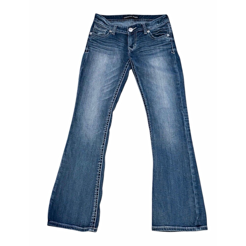 Express Women's Bootcut Jeans Size 2 (28x30) Blue Medium Wash Low Rise 5-Pocket